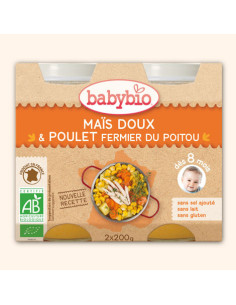 Petit Pot Menu Maïs Doux & Poulet fermier du Poitou - 2x200g
