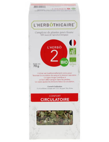 L'Herbôthicaire L'Herbô 2 Confort Circulatoire Complexe de Plantes pour Tisane Bio - 70 g