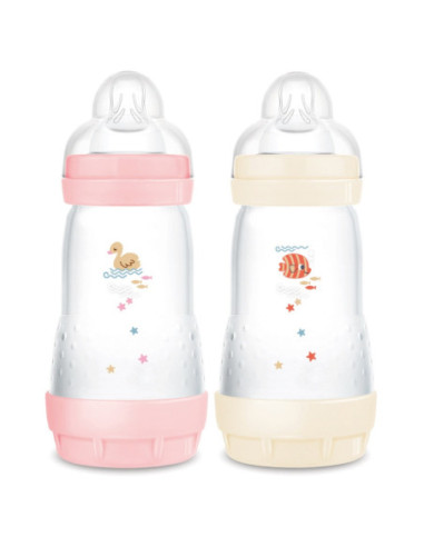 Mam Biberon Anti-coliques Easy Start classique Bonbon et Coton Tétine Débit 2 - Lot 2x260ml