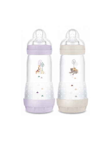 Mam Biberon Lilas et Sable Tétine Débit 3 - Lot...