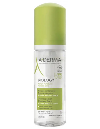 A-Derma Biology Mousse Nettoyante Dermatologique Hydra-Protectrice Bio - 150 ml