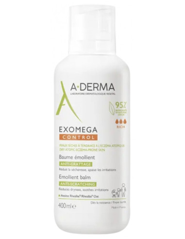 A-DERMA Exomega Control Baume Émollient Anti-Grattage - 400 ml