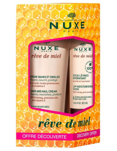 Nuxe Rêve de Miel Crème Mains et Ongles 30 ml + Stick Lèvres Hydratant 4 g