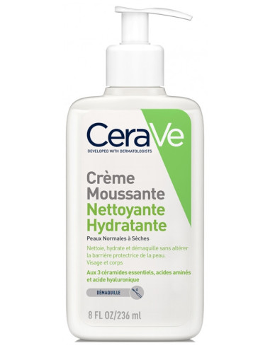 CeraVe Crème Moussante Nettoyante Hydratante Visage - 236 ml