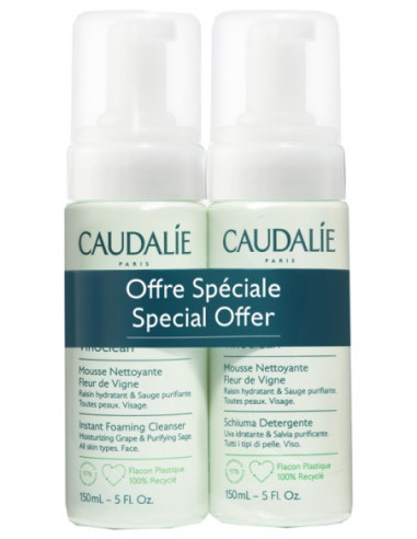 Caudalie Vinoclean Mousse Nettoyante Fleur de Vigne - Lot de 2 x 150 ml
