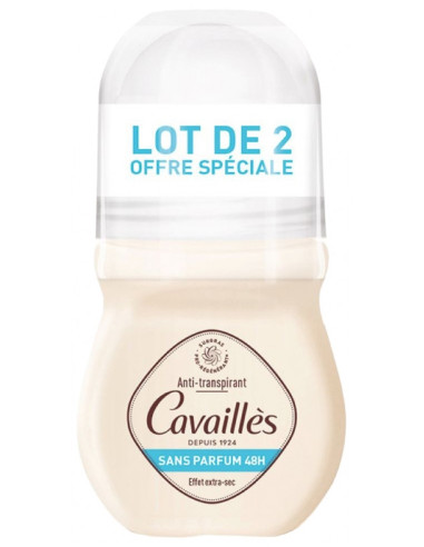 Rogé Cavaillès Absorb+ 48H Déodorant Sans Parfum Roll-On - Lot de 2 x 50 ml