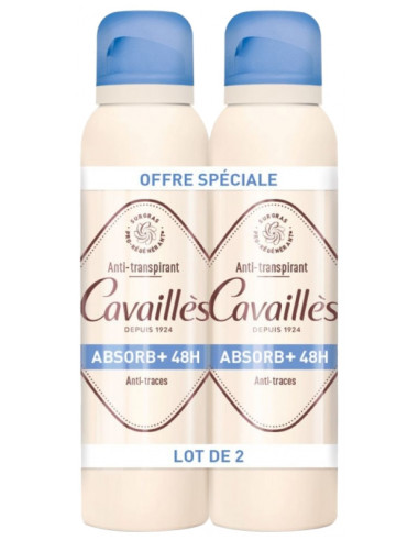 Rogé Cavaillès Absorb+ 48H Déodorant Anti-Traces Spray - Lot de 2 x 150 ml