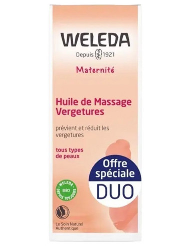 Weleda Maternité Huile de Massage Vergetures - Lot de 2 x 100 ml
