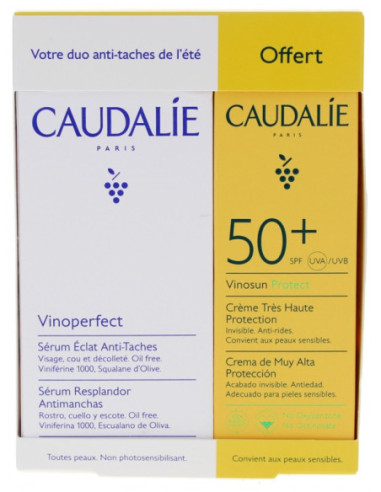 Caudalie Vinoperfect Sérum Éclat Anti-Taches 30 ml + Vinosun Protect Crème SPF50+ 25 ml Offerte