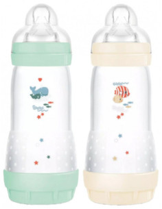 MAM 2 Biberons Easy Start 320 ml 4 Mois et + Débit 3 -...