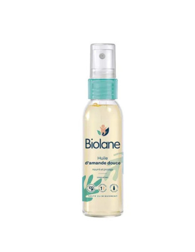 Biolane Spray d'huile d'amande douce corps et bain adoucit nourrit protège - 75ml
