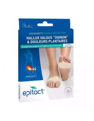 Epitact Coussinets double protection Hallux Valgus oignon & douleurs plantaires - Taille L - 1 paire