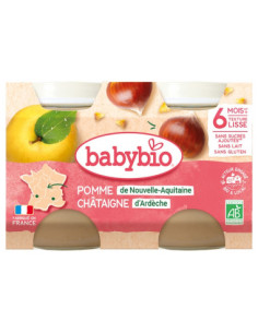 Babybio Pomme Châtaigne 6 Mois et + Bio - 2 Pots de 130 g
