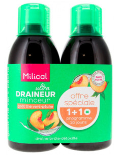 Milical Draineur Ultra Thé vert pêche solution buvable- 2...