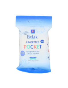 BIOLANE Lingettes bébé Pocket visage & mains - 20 pièces 