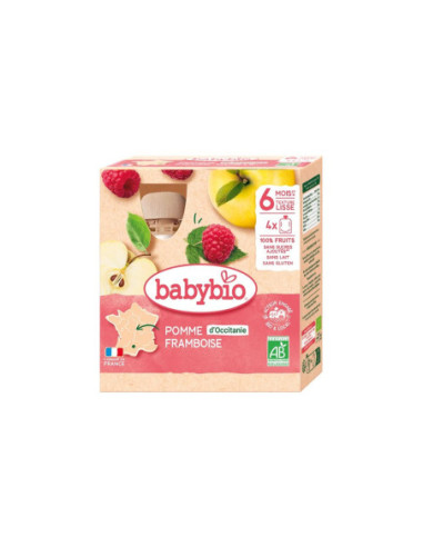 Babybio Gourdes Pomme Framboise Dès 6 Mois - 4x90g