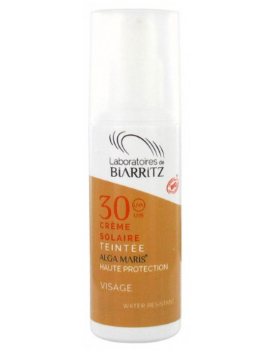 Biarritz Alga Maris Crème Solaire Teintée Visage SPF 30 Teinte : Dorée Bio - 50 ml 