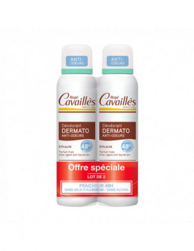 Rogé Cavaillès Déodorant Dermato Anti-Odeurs 48H Spray - Lot de 2 x 150 ml