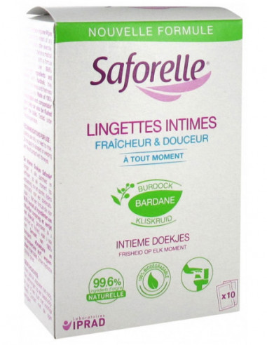 Saforelle Lingettes Intimes Individuelles - 10 Lingettes 