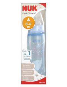 NUK First Choice + Rose & Blue Biberon Silicone Bleu  0-6...