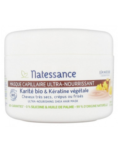 Natessance Masque Capillaire Ultra-Nourrissant Karité Bio & Kératine Végétale Bio - 200ml