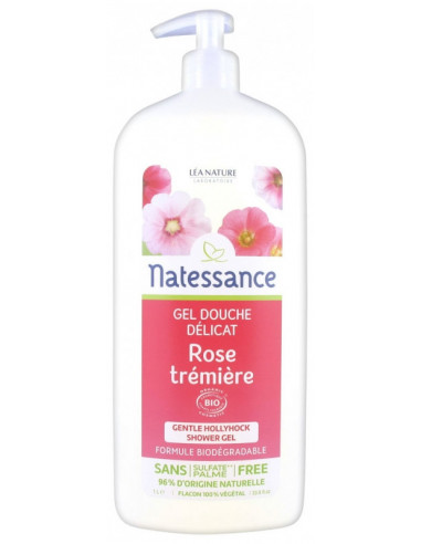 Natessance Gel Douche Délicat Rose Trémière - 1l