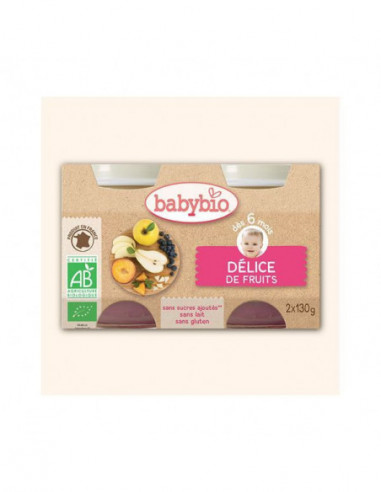 Babybio Petits Pots Délice de Fruits - 2X130g 