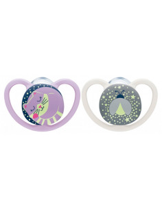 NUK Space Night 2 Sucettes Silicone 18-36 Mois Couleur :...