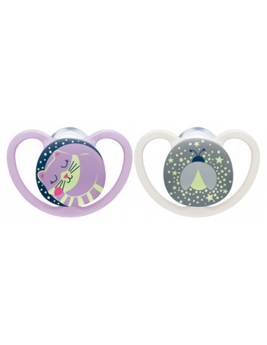 NUK Space Night 2 Sucettes Silicone 18-36 Mois...