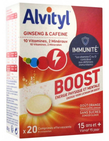 Urgo Alvityl Boost Ginseng et Caféine - 20 Comprimés Effervescents