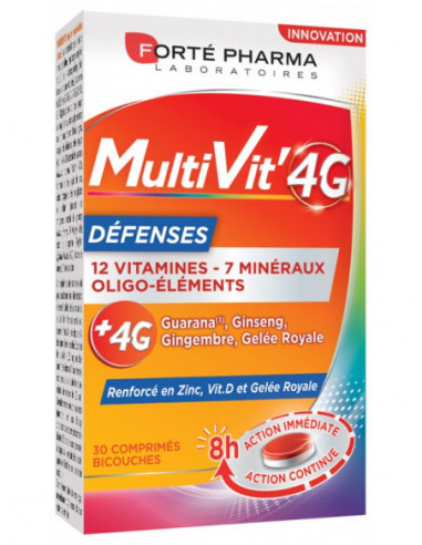 Forté Pharma MultiVit'4G Défenses - 30 Comprimés Bicouches