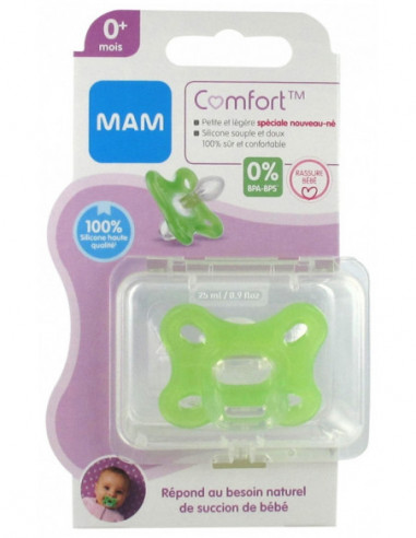 MAM Comfort Sucette en Silicone 0 Mois et + une Boîte de Stérilisation 