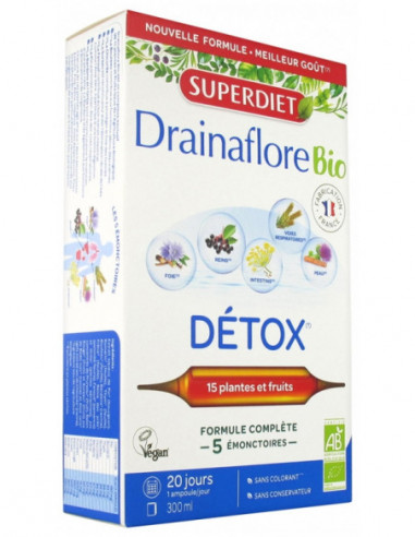 Super Diet Drainaflore Bio Détox - 20 Ampoules