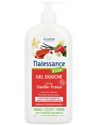 Natessance Kids Gel Douche Vanille Fraise - 500 ml