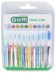 Gum Trav-Ler brossettes interdentaires de voyage - 10...