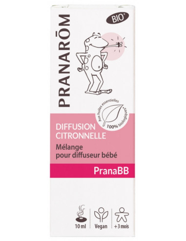 Pranarôm PranaBB Diffusion Citronnelle Mélange pour Diffuseur Bébé Bio - 10 ml