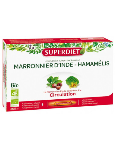 Superdiet Marronnier d'Inde Hamamélis Bio - 20 Ampoules