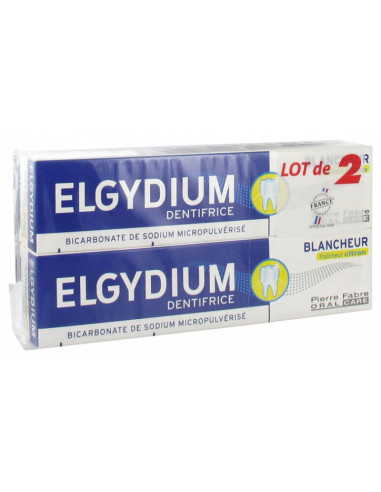 Elgydium Dentifrice Blancheur Fraîcheur Citron - Lot de 2 x 75 ml