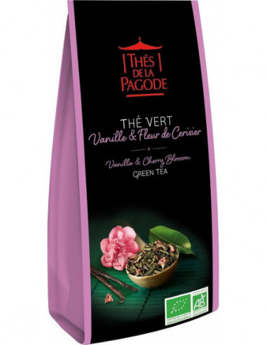 Thés de la Pagode thé vert Vanille et Fleur de Cerisier bio - 100gr 