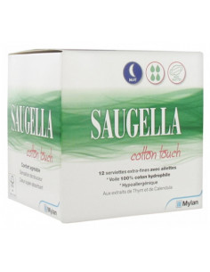 Saugella Cotton Touch Serviettes hygiéniques nuit - 12 serviettes