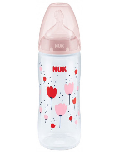 NUK First Choice + Biberon Temperature Control  6-18 Mois Couleur : Rose - 360 ml