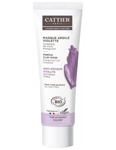 Cattier Masque Argile Violette Tous Types de Peaux Bio - 100 ml
