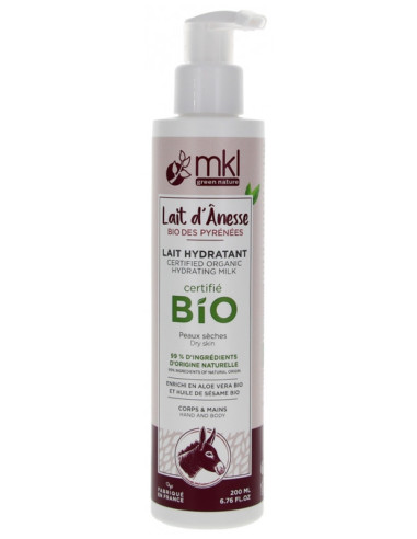 MKL Green Nature Lait d'Ânesse Bio du Gers Lait Hydratant Corps et Mains - 200 ml