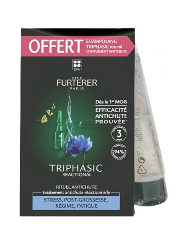 TRIPHASIC Réactionnelle Antichute - 12x5ml + Shampooing Stimulant - 100ml