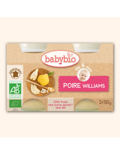 Babybio Poire 4 Mois et + Bio- 2 Pots de 130 g